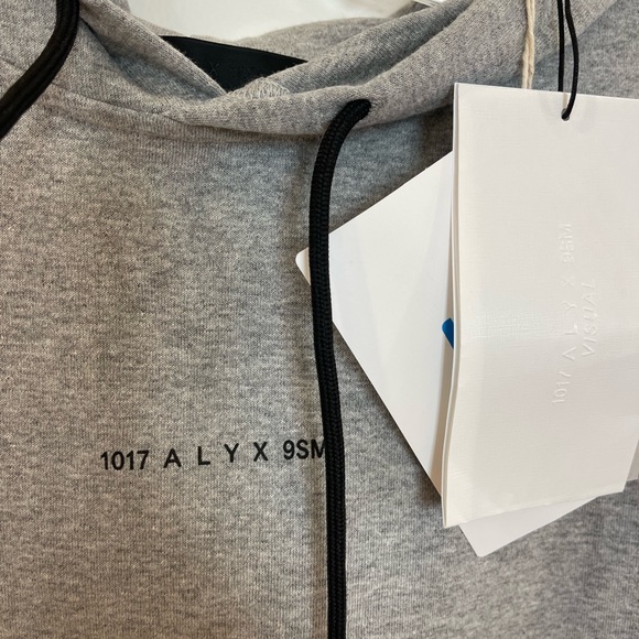 NWT 1017 Alyx 9SM grey lightweight sweatshirt cotton melange blend jersey hoodie - Picture 14 of 15